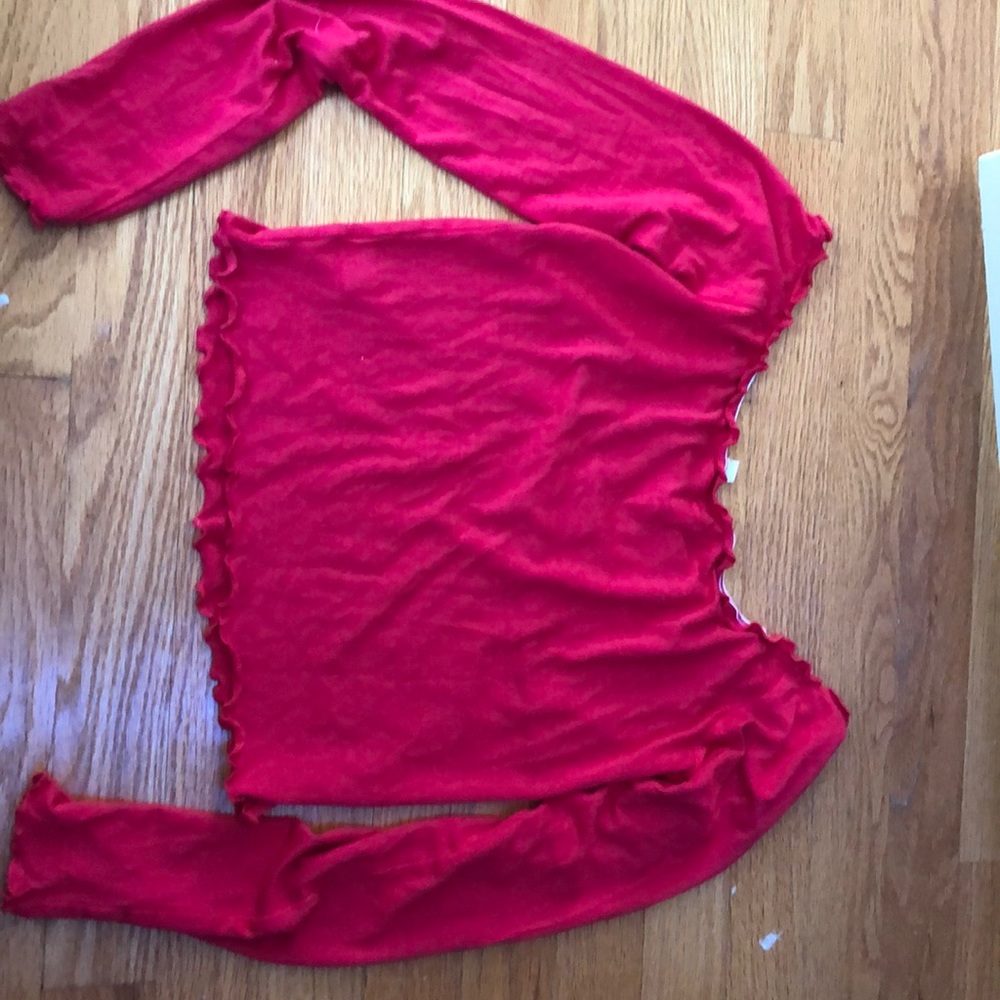 Red off the shoulder shirt